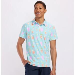 NWT Tipsy Elves Men’s Cocktail Caddy Golf Polo XL blue pink